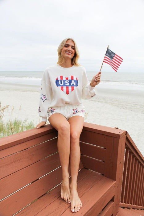 USA Sequin Sweater and Shorts Set