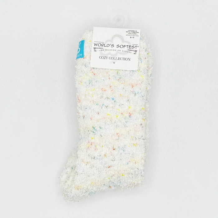 White Confetti Cozy Crew Socks