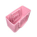 Pink pet carrier with transparent front on a white background