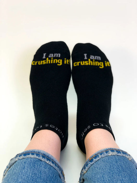 I am crushing it™ Black Low-Cut Socks