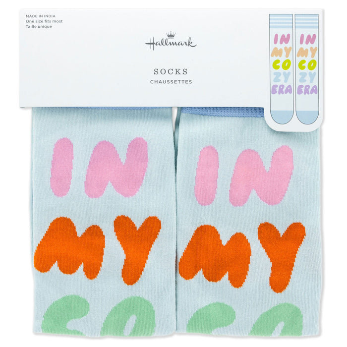 Packaged socks with colorful text and Hallmark branding