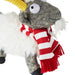 Plush toy with a red and white scarf on a white background