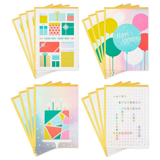 Iridescent Birthday Icons Assortment Birthday Cards