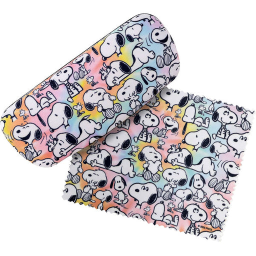 Two fabric swatches with Snoopy and Woodstock pattern on a white background