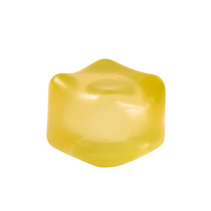 Yellow plastic object on a white background