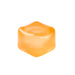 An orange translucent hexagonal gel or candy-like piece on a plain white background.