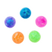 Five colorful glittery balls on a white background