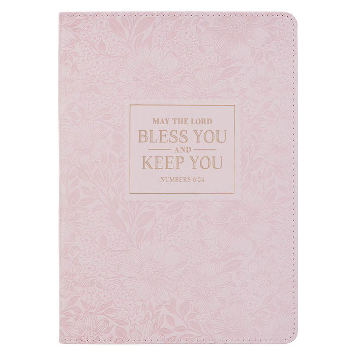Bless and Keep You Blush Bloom Faux Leather Classic Journal 