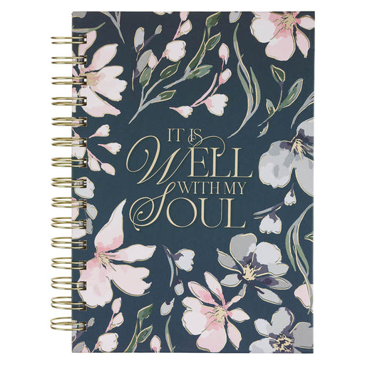 Well With My Soul Navy Floral Spiral Journal