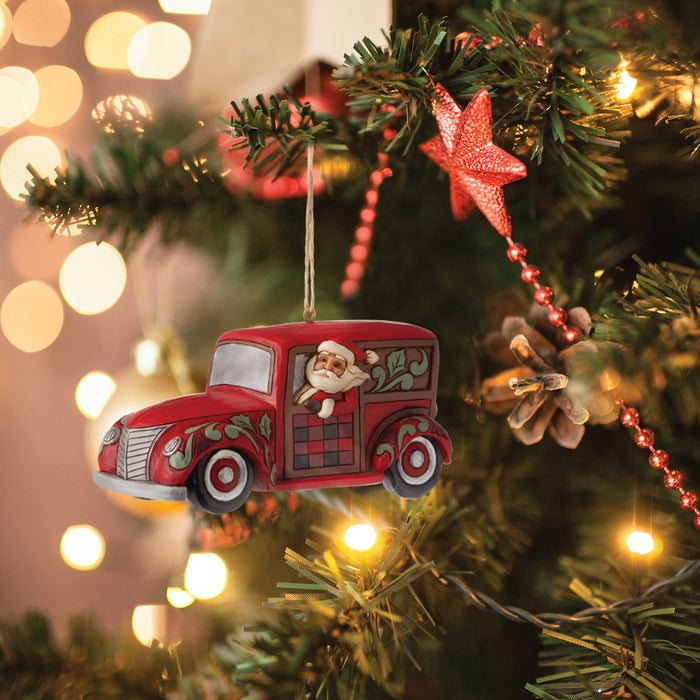 Highland Glen Santa Woody Wagon Ornament by Jim Shore