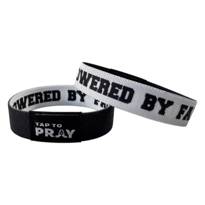 Two wristbands with text on a white background