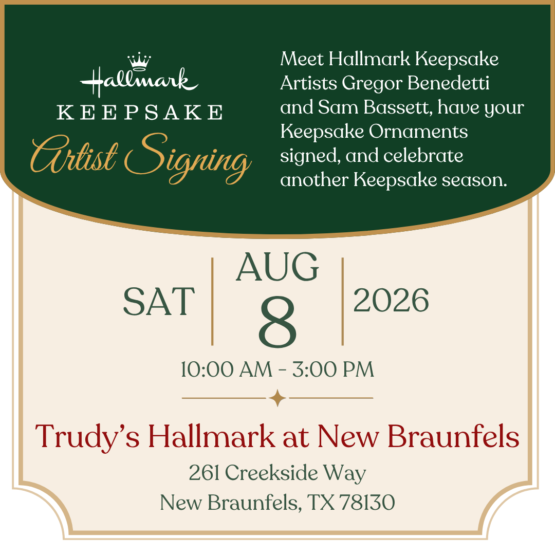 Promotional flyer for Hallmark Keepsake Artist Signing event with event details.