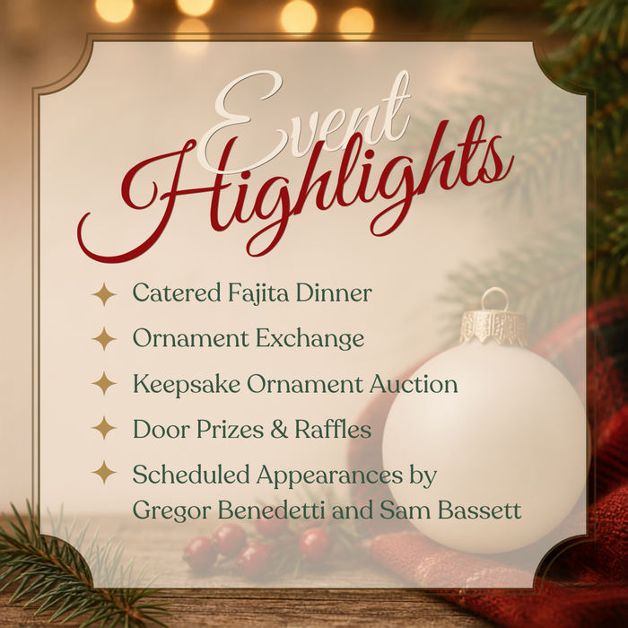 Promotional poster for Trudy's Hallmark Jingle & Mingle event with Christmas decorations.
