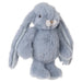 Plush toy rabbit in light blue on a white background
