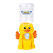 Yellow duck-shaped hydration station with water bottle on a white background