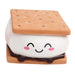 Squishy toy resembling a smiling marshmallow between two cookies with a white background