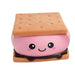 Toy smores with a happy face on a white background