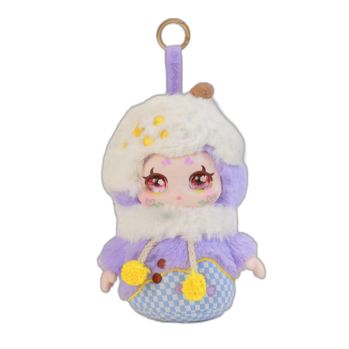 Plush toy with a character design on a white background