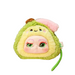 Plush toy resembling an avocado with a face on a white background