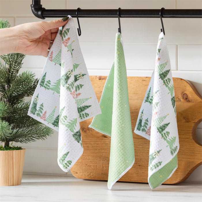 Trees & Gingham Quick Dry Dish Cloth, Set of 3