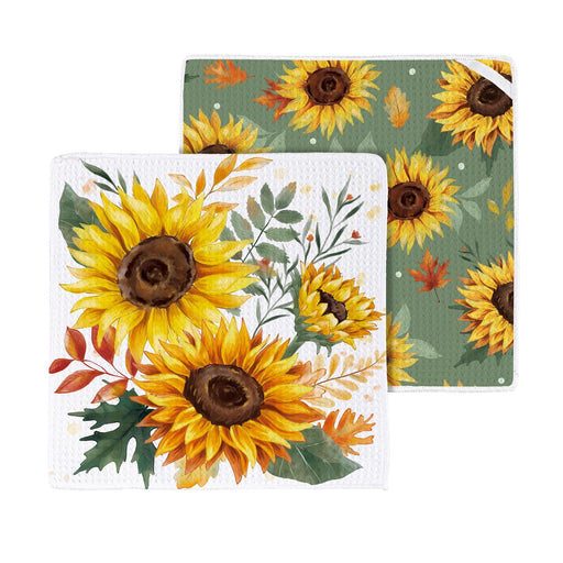 Harvest Blossom Sunflowers Quick Dry Dish Cloth, Set of 3