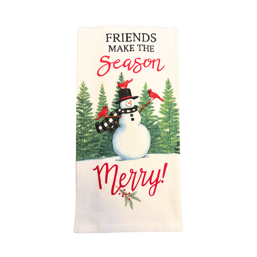 Winter Cardinal Snowman Terry Hand Towel