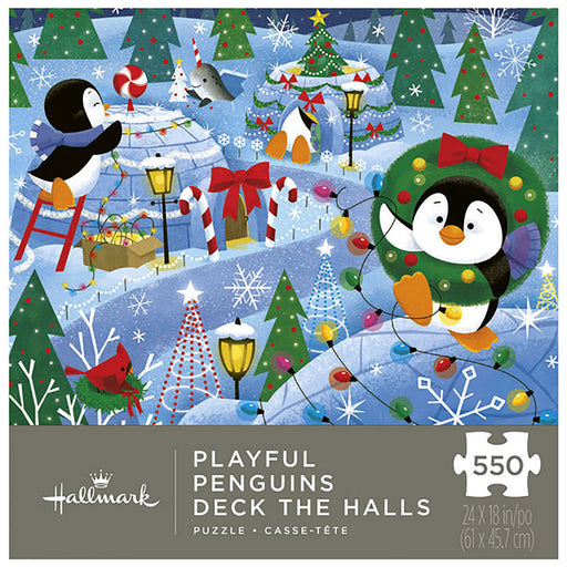Playful Penguins Deck the Halls 550 Piece Jigsaw Puzzle