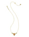 A delicate gold chain necklace featuring a small, stylized longhorn pendant with a textured orange center, displayed on a clean white background.