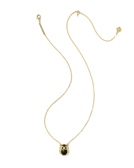 Kendra-Scott-Owl-Short-Pendant-Necklace-Gold-Gold-Sheen-Obsedian-01