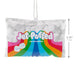 A Jet Puffed marshmallows novelty hanging ornament shaped like a bag of marshmallows, with a rainbow graphic and the text 'Jet Puffed marshmallows' on a white background. A vertical dimension marker on the right reads 2.