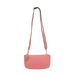 Pink crossbody bag with a strap on a white background