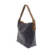 Gray shoulder bag with brown strap on a white background