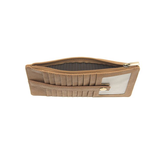 Beige wallet with a zipper on a white background