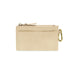Beige wallet with gold zipper on a white background