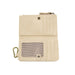 Beige pouch with a zipper and key ring on a white background