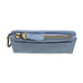 Blue wallet with gold zipper on a white background