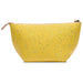 Yellow pouch with glittery specks on a white background