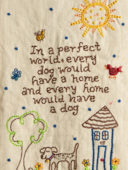 Dog Linen Embroidered Hand Towel