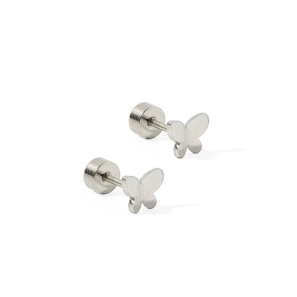 Butterfly-shaped earrings on a white background