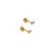 Two gold earrings on a white background