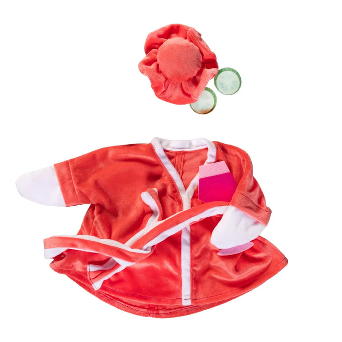Red outfit with white trim and accessories on a white background