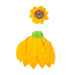 Sunflower-shaped object with yellow petals and a brown center on a white background