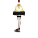 Decorative ornament shaped like a lamp with legs, fishnet stockings, and a red ribbon on a white background.
