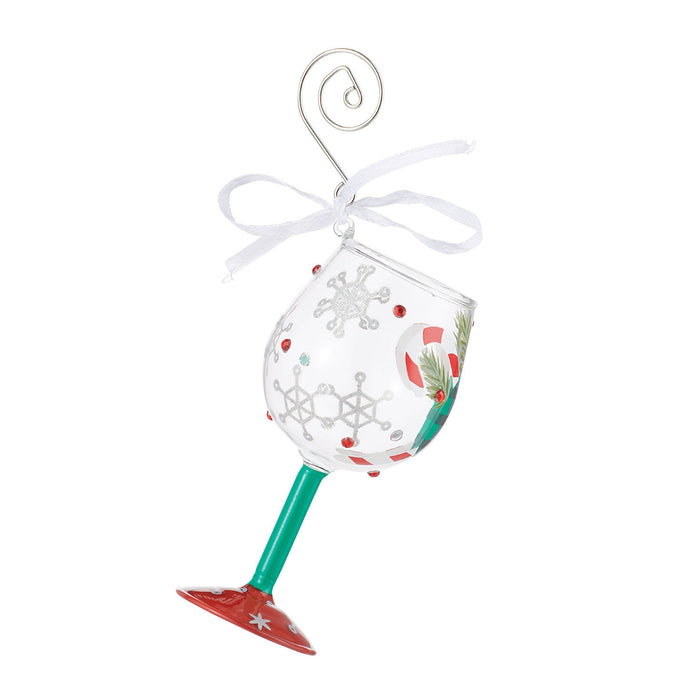 Hallmark Exclusive Mini A Plaid Kind of Christmas Lolita Wine Glass Ornament