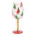 Wine glass with Christmas tree design on a white background
