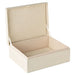 Beige fabric box with a lid on a white background