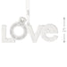 Silver 'LOVE' pendant with a diamond on a white background