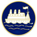 Gold ship emblem on a blue background