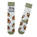 Pair of socks with football design and 'Lucky Game Day Socks' text on a white background