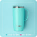 Turquoise mug with handle on a light blue background, featuring the Swig brand.